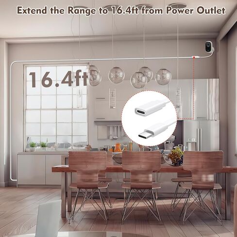كابل تمديد طاقة بطول 16.4 قدم/5 متر متوافق مع كاميرا Arlo Essential Indoor 2K الأمنية (الجيل الثاني)، كابل شحن خارجي مقاوم للطقس لكاميرا Arlo Essential، سلك طاقة مسطح - أبيض in Kuwait