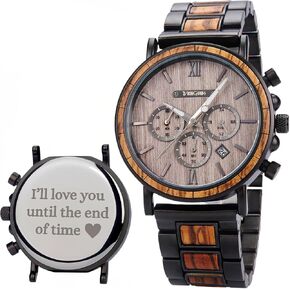 Vikingenes – Wooden Watches for Men, Engraved Wood Watch, Personalized Men's Gift, Viking Watches, Natural Wood Wristwatch, Luxury Wooden Chronograph, Custom Engraved Watch, Unique Gift for Men in Kuwait