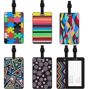 6 قطع من بطاقات الأمتعة الجلدية من Chyaya لحقائب السفر، بطاقات الأمتعة اللطيفة المقاومة للماء مع بطاقة هوية الاسم للرجال/النساء/الأطفال (6 ألوان) in Kuwait