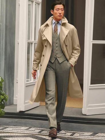 Runcati Mens Trench Coat Double Breasted Notched Lapel Casual Belted Windbreaker Fall Classic Long Jacket Overcoat in Saudi Arabia