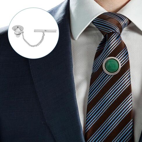 SUPERFINDINGS 4Pcs 2 Colors Tie Tack for Men Necktie Pin with Chai Brass Tie Pin with Chain Golden Flower Tie Tack Clutch for Wedding Birthday Anniversary Business Accessory Party in Saudi Arabia
