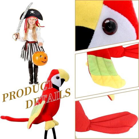 2PCS Pirate Hat + Parrot Decoration Cosplay Props Pirate Skull Print Party Hat Adult Party Patch College Graduation Party Fun Decoration Halloween Costume Furniture in Saudi Arabia