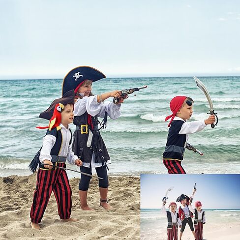 2PCS Pirate Hat + Parrot Decoration Cosplay Props Pirate Skull Print Party Hat Adult Party Patch College Graduation Party Fun Decoration Halloween Costume Furniture in Saudi Arabia