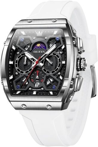 OLEVS Watches for Men Casual Luxury Large Face Multifunctional Chronograph Men's Watches Durable Silicone/Nylon Strap 3ATM Waterproof Men Watch Date Moon Phase Analog Quartz Watch Reloj para Hombre in Kuwait