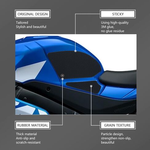 For GSXR1000R GSXR 1000R GSXR-1000R 2017-2025 Motorcycle Side Fuel GSXR1000 GSXR 1000 Tank pad Tank Pads Protector Stickers Decal Gas Knee Grip Traction Pad Tankpad black in Saudi Arabia