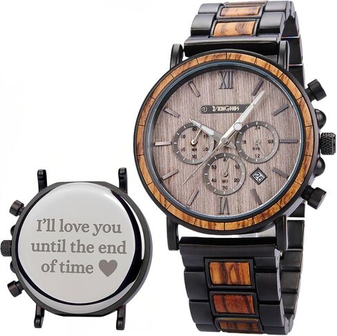 Vikingenes – Wooden Watches for Men, Engraved Wood Watch, Personalized Men's Gift, Viking Watches, Natural Wood Wristwatch, Luxury Wooden Chronograph, Custom Engraved Watch, Unique Gift for Men in Kuwait