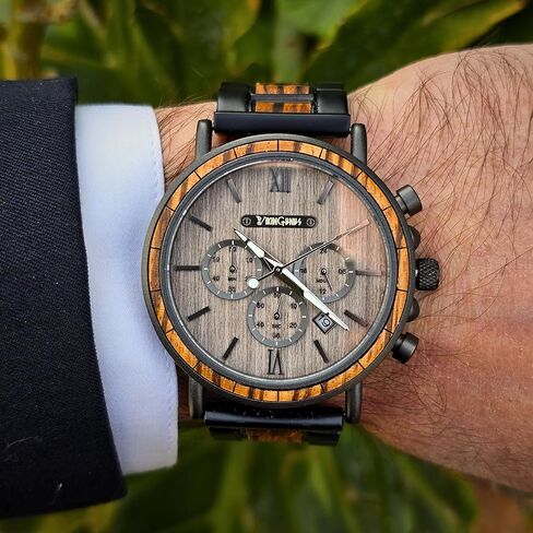 Vikingenes – Wooden Watches for Men, Engraved Wood Watch, Personalized Men's Gift, Viking Watches, Natural Wood Wristwatch, Luxury Wooden Chronograph, Custom Engraved Watch, Unique Gift for Men in Kuwait