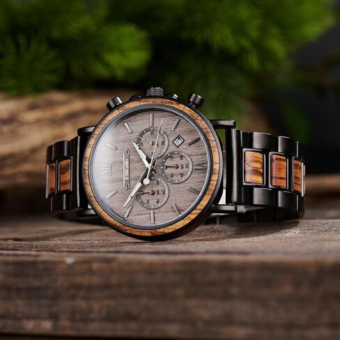 Vikingenes – Wooden Watches for Men, Engraved Wood Watch, Personalized Men's Gift, Viking Watches, Natural Wood Wristwatch, Luxury Wooden Chronograph, Custom Engraved Watch, Unique Gift for Men in Kuwait