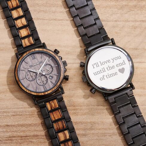 Vikingenes – Wooden Watches for Men, Engraved Wood Watch, Personalized Men's Gift, Viking Watches, Natural Wood Wristwatch, Luxury Wooden Chronograph, Custom Engraved Watch, Unique Gift for Men in Kuwait