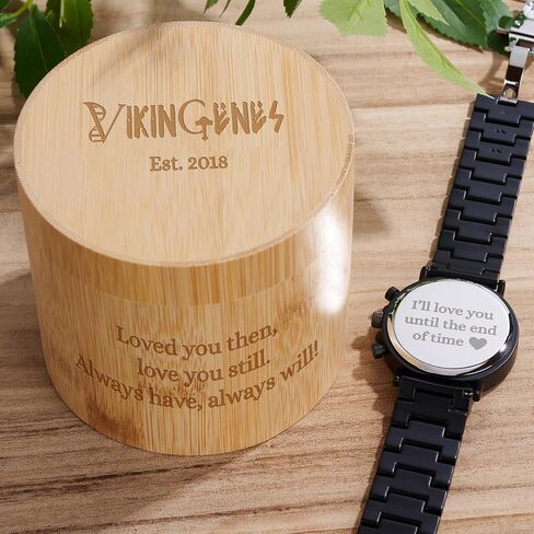 Vikingenes – Wooden Watches for Men, Engraved Wood Watch, Personalized Men's Gift, Viking Watches, Natural Wood Wristwatch, Luxury Wooden Chronograph, Custom Engraved Watch, Unique Gift for Men in Kuwait