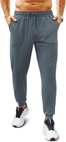 Men's Joggers with Mesh & Zipper Pocket Tapered Lightweight Sweatpants Athletic Track Pants for Gym Workout Running in Kuwait