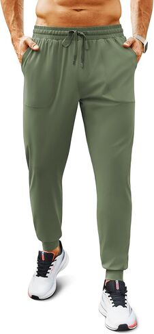 Men's Joggers with Mesh & Zipper Pocket Tapered Lightweight Sweatpants Athletic Track Pants for Gym Workout Running in Kuwait