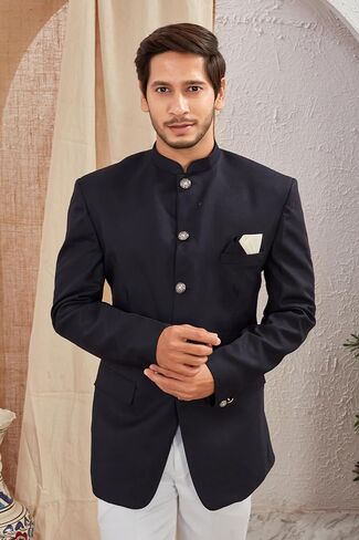 Indian Ethnic Jodhpuri Casual Slim Fit Waist Coat Bandhgala Jacket for Men (Only Jodhpuri Jacket) in Kuwait
