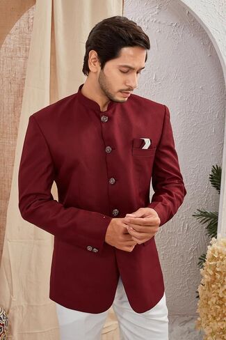 Indian Ethnic Jodhpuri Casual Slim Fit Waist Coat Bandhgala Jacket for Men (Only Jodhpuri Jacket) in Saudi Arabia