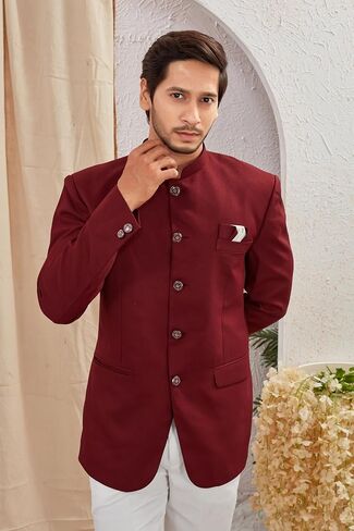 Indian Ethnic Jodhpuri Casual Slim Fit Waist Coat Bandhgala Jacket for Men (Only Jodhpuri Jacket) in Saudi Arabia