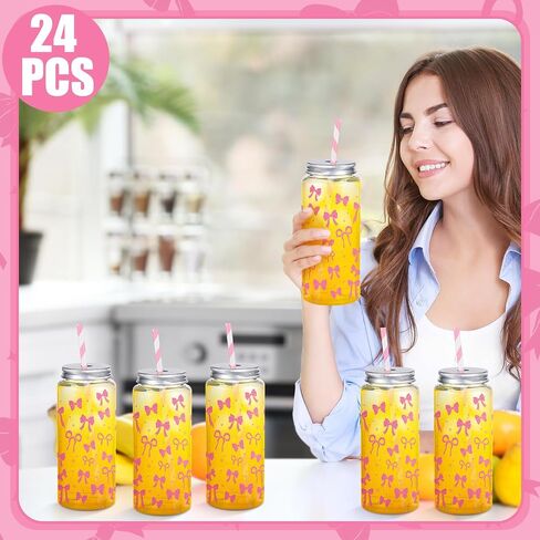 Chuangdi 24 Sets 14 oz Cow Themed Plastic Milk Bottles with Straws and Metal Lids 24 Plastic Bottles 25 Paper Straws Cow Print Tumbler Reusable Milk Jar Containers for Party Favors Birthday Supplies in Saudi Arabia