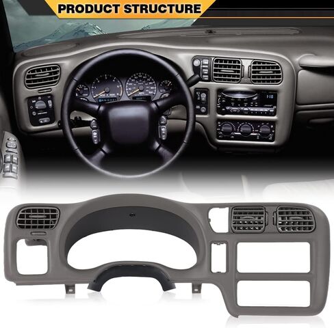 غلاف مديك داش راديو غلاف رمادي متوافق مع 98-04 Chevy S-10/GMC Jimmy Sonoma Blazer 1998 1999 2000 2001 2002 2003 2004 Not Fit Double Din in Kuwait