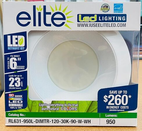Elite RL631 6 "LED Baffle Retrofit Kit ، 950 Lumens (White ، 3000K) in Kuwait