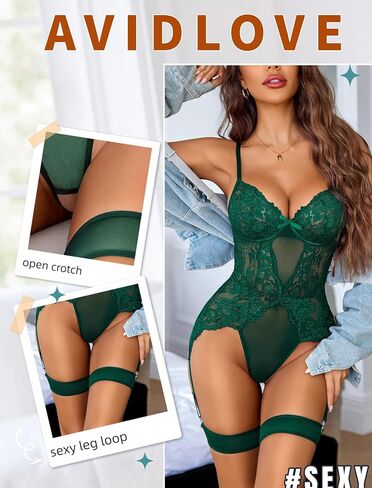 Avidlove Women Sexy Lingerie Lace Lace Suit With Wart Belt & Fith Straps Mesh Garter Lingerie Set in Saudi Arabia