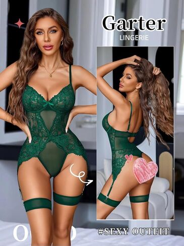 Avidlove Women Sexy Lingerie Lace Lace Suit With Wart Belt & Fith Straps Mesh Garter Lingerie Set in Saudi Arabia
