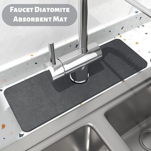 Diatomite Faucet Mat, Absorbent Kitchen Sink Pad, Waterproof, Gray in Saudi Arabia