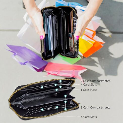 محافظ المعصم للنساء، محفظة السيدات محفظة مخلب مع حزام المعصم القابل للإزالة الرمز البريدي حول حامل بطاقة سعة كبيرة جيب النقدية محفظة الهاتف المحمول حقيبة المعصم السفر، موجات الفن الياباني in Kuwait