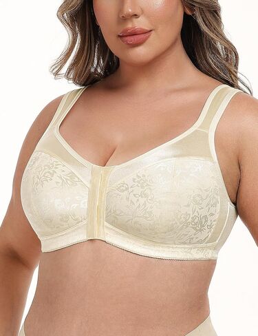 Wingslove Women's Full Coverage Front Closure Minimizer Bra Plus Size Wirefree Bras Comfort Non Padded Wide Straps Support in Kuwait