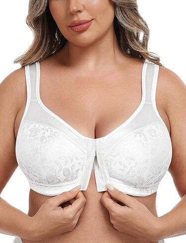 Wingslove Women's Full Coverage Front Closure Minimizer Bra Plus Size Wirefree Bras Comfort Non Padded Wide Straps Support in Kuwait