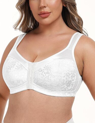 Wingslove Women's Full Coverage Front Closure Minimizer Bra Plus Size Wirefree Bras Comfort Non Padded Wide Straps Support in Kuwait