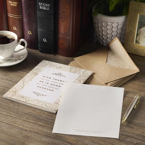 Christian Art Gifts Writing Paper & Envelope Stationery Set for Women: Grace and Peace - Romans 1:7 Inspiring Scripture w/40 Pages & 20 Matching Envelopes, White, Blue, Powdered Pink Multicolor Floral in Saudi Arabia