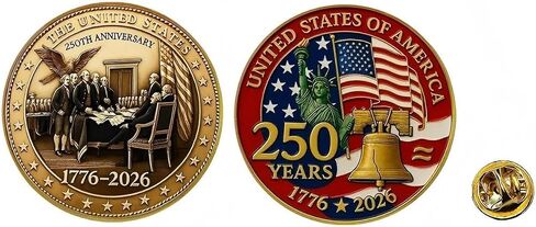 2 PCS America 250 عيد ميلاد دبابيس مينا ، 250 سنة من الذكرى السنوية دبوس طية صدر الذهب المعدنية ، 1.4 ″ USA PATRIOTERISE COLLESSORIES ليوم الاستقلال في يوم باتريوت in Kuwait
