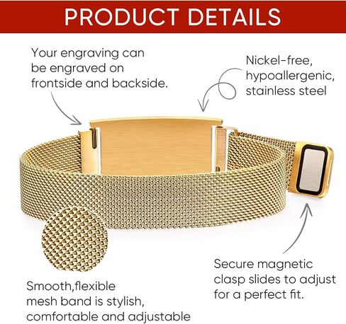 Custom Medical Bracelets for Women Men : Personalized Medical ID Emergency Bracelet Free Engraved Adjustable Stylish Stainless Steel Wristband Life Alert Gifts for Diabetics Asthma Blood Thinner in Saudi Arabia