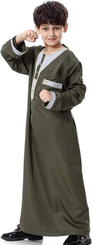 Boys Muslim Thobe Arabic Thobe for Kids Long Sleeve Moroccan Kaftan Islamic Dresses Modest Eid Jilbab Dubai Outfit in Kuwait