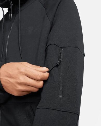 Nike Men's Sportswear Tech Essentials Full Zip Fleece Hoodie DD5284 (US, Alpha, Medium, Regular, Regular, Standard, Black) in Saudi Arabia