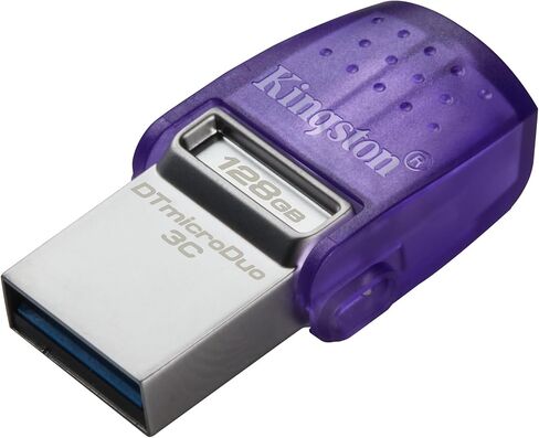 محرك أقراص فلاش Kingston DataTraveler microDuo 3C سعة 64 جيجابايت USB-C وUSB-A | سرعات تصل إلى 200 ميجابايت/ثانية | يو اس بي 3.2 الجيل الأول | موصل الثنائي | DTDUO3CG3/64 جيجابايت، أرجواني/فضي in Saudi Arabia