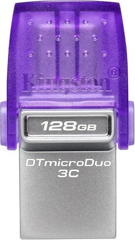 محرك أقراص فلاش Kingston DataTraveler microDuo 3C سعة 64 جيجابايت USB-C وUSB-A | سرعات تصل إلى 200 ميجابايت/ثانية | يو اس بي 3.2 الجيل الأول | موصل الثنائي | DTDUO3CG3/64 جيجابايت، أرجواني/فضي in Saudi Arabia