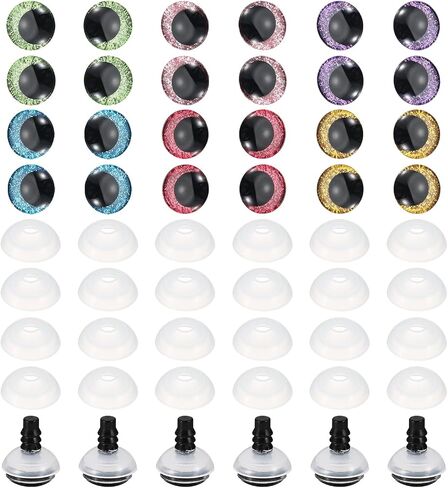 PATIKIL 25mm Flash Safety Eyes, 48 Pcs Doll Eyes Realistic Colorful Crocheting Safety Eyes for Decor Crochet Accessories Dolls Craft, Mixed Colors in Saudi Arabia