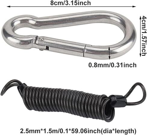 Breakaway Cable Trailer Safety Rope,Retractable Trailer Safety Rope for RV Trailers Emergency Camper,Heavy Duty Steel Wire Extend to 4.9ft Coiled Cables Strap in Kuwait