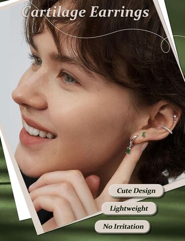 Fibo Steel Small Stud Hoop أقراط للنساء - 9 أزواج من أقراط غضروف مطلي بالذهب 14K للنساء للنساء في إبطال المداخن المداخن لمجوهرات متعددة للمجوهرات الخارقة العصرية in Saudi Arabia