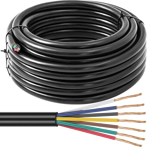 7 Way Trailer Wire 14/7 Heavy Duty 25ft 100% Pure Copper 7 Wire Trailer Cable Extension Cord Insulated Cable for Rv Tow Hitch Caravan Automotive in Saudi Arabia
