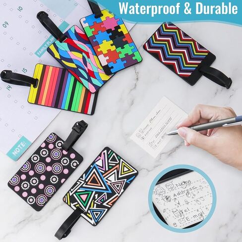 6 قطع من بطاقات الأمتعة الجلدية من Chyaya لحقائب السفر، بطاقات الأمتعة اللطيفة المقاومة للماء مع بطاقة هوية الاسم للرجال/النساء/الأطفال (6 ألوان) in Kuwait