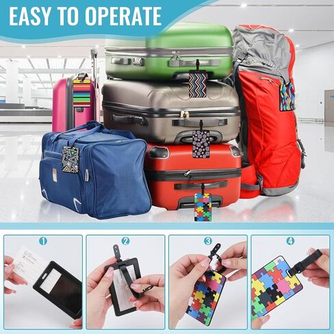 6 قطع من بطاقات الأمتعة الجلدية من Chyaya لحقائب السفر، بطاقات الأمتعة اللطيفة المقاومة للماء مع بطاقة هوية الاسم للرجال/النساء/الأطفال (6 ألوان) in Kuwait