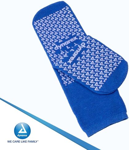 Dynarex Double Sided Non-Skid Socks - Non-Slip Hospital Slipper Socks with Grips, Unisex - Polyester-Spandex Blend - Warm, Fuzzy, No Latex - X-Large, 48 Pairs per Case in Saudi Arabia
