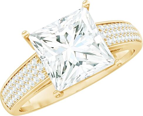 Certified Moissanite 8mm Princess Cut Engagement Ring, D-Vs1 Quality, Moissanite Solitaire Ring - With Jewelry Box in Kuwait