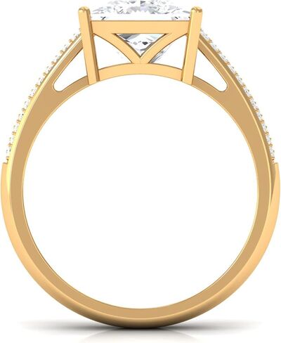 Certified Moissanite 8mm Princess Cut Engagement Ring, D-Vs1 Quality, Moissanite Solitaire Ring - With Jewelry Box in Kuwait
