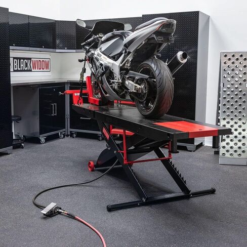 Black Widow BW-PROLIFT-HD Pneumatic ProLift Motorcycle Scissor Lift Table - 1,500 lb. Maximum Capacity and 31.25" Maximum Lift Height - Platform Measures 105" L x 24" W x 31.25" H in Saudi Arabia