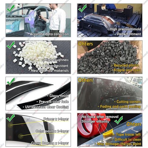 المفسد الجذع الخلفي متوافق مع 2011-2023 Chrysler 300 300C 300S ، مفسد Duckbill يناسب 11-23 ، خارجية ركلة العالية شفة جناح سطح السفينة (أسود لامع) in Kuwait