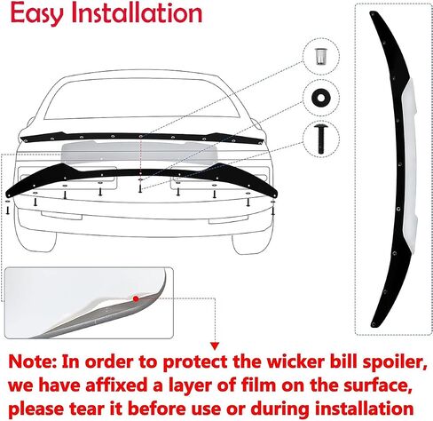 2 Piece Wickerbill Spoiler Compatible with 2015-2024 Dodge Charger, Venom Series V3 Style Fits for SRT Hellcat Scat Pack, Wicker Bill Trunk Tail Deck Lid Wing Lip with RivNut Tool in Saudi Arabia