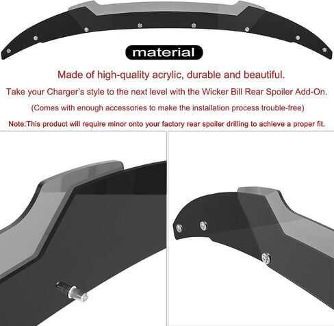 2 Piece Wickerbill Spoiler Compatible with 2015-2024 Dodge Charger, Venom Series V3 Style Fits for SRT Hellcat Scat Pack, Wicker Bill Trunk Tail Deck Lid Wing Lip with RivNut Tool in Saudi Arabia