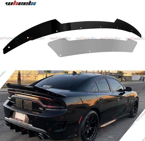 2 Piece Wickerbill Spoiler Compatible with 2015-2024 Dodge Charger, Venom Series V3 Style Fits for SRT Hellcat Scat Pack, Wicker Bill Trunk Tail Deck Lid Wing Lip with RivNut Tool in Saudi Arabia